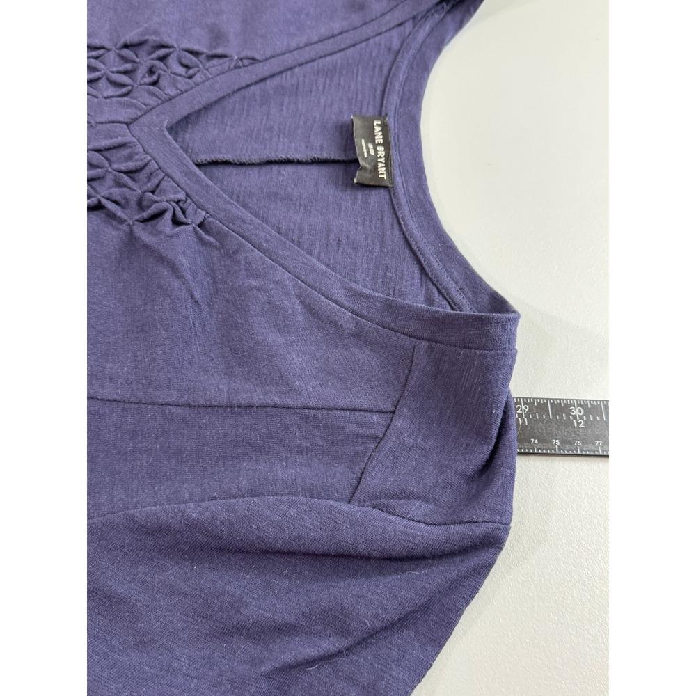Lane Bryant Smocked V-Neck Top Women 18/20 Navy Blue NWOT Cotton Short Sleeve - Picture 11 of 12